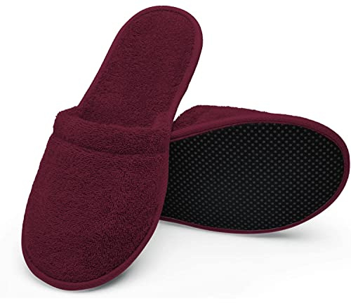 Arus Zapatillas Baño – 1 Par de Mules Unisex en Rizo de Algodón 100% – Antideslizantes, Ligeras, Transpirables – Talla 38/42 o 43/46 – para Spa, Hotel, Ducha, Piscina, Viaje