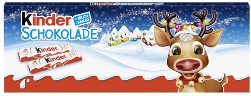 kinder Schokolade Tafel – Gefüllte Vollmilchschokolade mit Milchfüllung – Schokolade zu Weihnachten und für Nikolausstiefel – Geschenk für Familie & Freunde – 150g (Verpackungsdesign kann variieren)