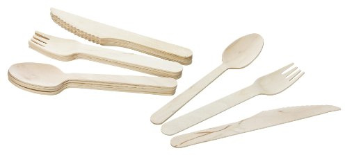 GRÄWE® Einwegbesteck Partybesteck - Holz 18-teilig 6 Personen