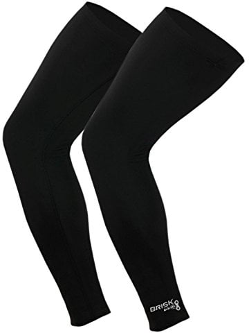 Brisk cycling leg warmer thermal knee running compression black (Black, L/XL)