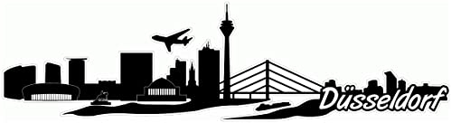 Samunshi® Düsseldorf Skyline Aufkleber Sticker Autoaufkleber City Gedruckt - 20x5,2cm schwarz