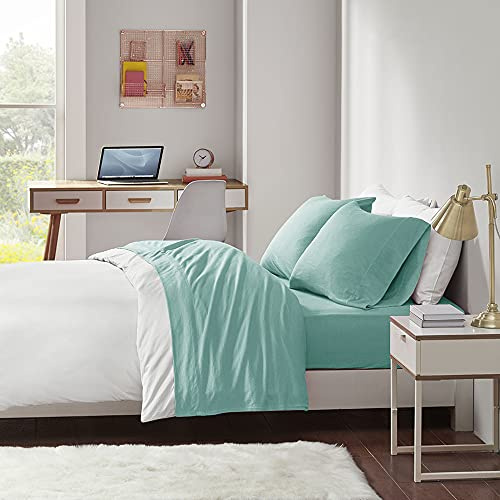 Intelligent Design Cotton Blend Jersey Knit Sheet Set Full Size, Aqua