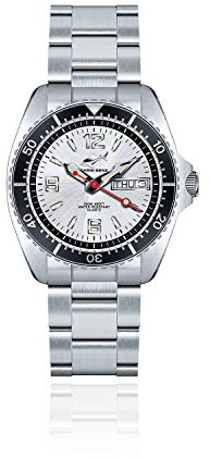 CHRIS BENZ ONE Medium 200M Taucheruhr mit Metallband, Haifischsilber, schwarze Lünette