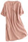FTCayanz Robe Femme Été Lin Col en V Manches Courtes Ample Casual Midi Robe Tunique Blouse Rose M