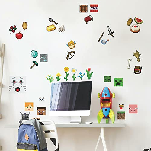 RoomMates Minecraft Wandsticker – Offiziell lizenziert, selbstklebend & rückstandsfrei – Wandtattoos für Kinderzimmer, Möbel & mehr – kreative Deko mit beliebten Minecraft-Motiven