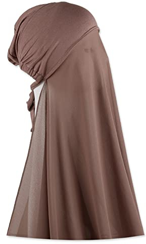 Muslimische Frauen Instant Chiffon Hijab mit Raffhalter Untermütze, modisch, einfarbig, weicher Chiffon Schal mit Hijab Innenkappe, Kiefernrinde