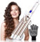 CkeyiN 3 Barrel Hair Waver, Curling Iron with LCD 16 Temperature Control Displays, Professional Ceramic Tourmaline Curling Wand, 22mm Hair Crimpers with 1 Heat Resistant Glove for All Hair Types