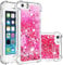 IMEIKONST Compatible with iPhone 5S Glitter Case, Liquid Sparkle Quicksand Clear Transparent Sequin Girls Slim TPU Bumper Silicone Shockproof Cover for iPhone 5 / iPhone SE. Love Pink YBW