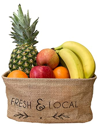 Jute Storage Basket - Rectangular Woven Basket - Open Rustic Storage Solutions for the Home - Kitchen, Utility & Garden Shed Storage