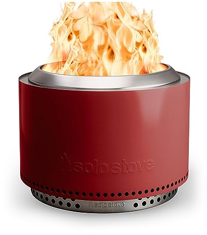 Solo Stove Feuerschale Yukon 2.0 mit Standfuß | Feuerstelle für Raucharme Holzverbrennung, Herausnehmbare Auffangschale, Mobile Outdoor Feuertonne, Edelstahl, 68,5 x 50,5 cm, 20 kg, Rot