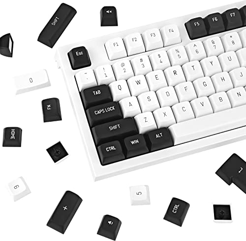 150 Tasten Keycaps Schwarz und weiß Minimalistisch ABS CSA Profile Double Shot Klassisches Vintage Design Geeignet für Mechanische Tastaturen Custom für Cherry MX Switches Gaming Keyboard