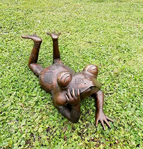 Thermobrass Bronzefigur großer liegender Frosch - Wasserspeier