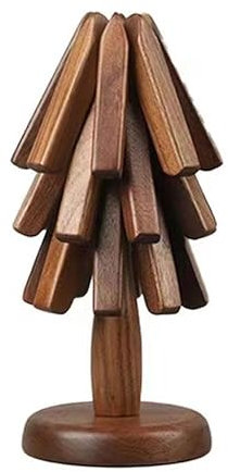 Walnut Wood Table Mat, A Tree Design Trivet Mats Set of 3, Foldable Heat Resistant Pads, Non-Slip Pot Holders Coaster Placemat Table Decoration for Home Kitchen G78U