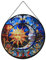 Payutou Hanging Stained Glass for Windows,20cm/7.87inch Sun and Moon Hand-Painted Glass Panel Window Hanging Suncatchers Christmas Ornaments Home Courtyard Decor,Housewarming Gift