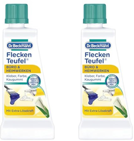 Dr. Beckmann Fleckenteufel Büro & Heimwerken | Spezialfleckentferner gegen Kleber-, Farb- und Kaugummiflecken | 50 ml (2er Pack)