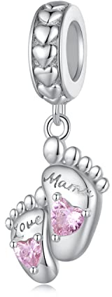 TIZU Sterling Silber Mom Charms Original Anhänger Kompatibel Pandora Armbänder Charms Muttertag Geschenk (E-Mama-love)