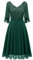 Dressystar Damen Glitzer Kleid Elegant Hochzeit Cocktailkleid mit Pailletten Chiffon Ärmel Festlich Abendkleid Knielang Dunkelgrün M