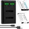 SEYRLMK Lot de 2 batteries 3,7 V 1000 mAh EN-EL19 EN EL19 + chargeur USB LCD pour Nikon Coolpix S2600 S2700 S3100 S3500 S4100 S4150 S4400 S5200 S6400 S6900