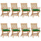 ARKEM Gartenstühle Stapelstuhl Garten mit Grünen Kissen 8 STK. Massivholz Teak Monoblock Stuhl
