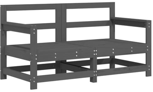 vidaXL Garten Ecksofa 2 STK., Modular Gartenmöbel, Sofa Lounge Sessel für Garten Terrasse Balkon, Gartensofa Gartensessel, Grau Massivholz Kiefer