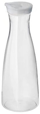 MAQA Jarra transparente, Jarra con tapa, Jarra transparente con tapón, Jarra de metacrilato con tapón blanco, apta para bebidas frías y calientes, agua, café, hielo (1000 ml, Ø8x22,5 cm)