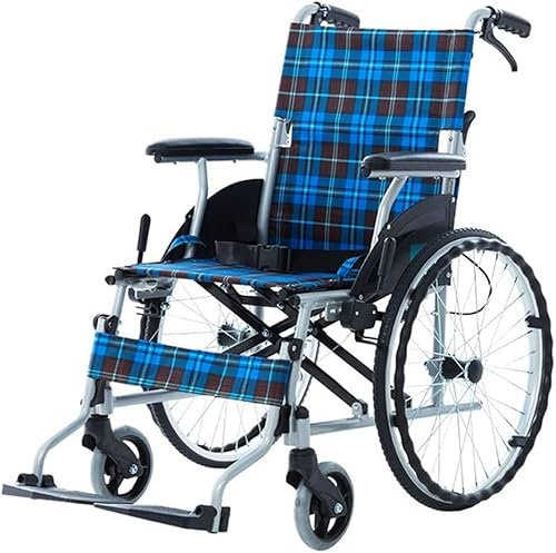 BKEKM Rollstühl Ultraleichter Faltrollstuhl mit Handbremse und höhenverstellbaren Fußstützen Leichter Transportrollstuhl für Erwachsene Gemütlich
