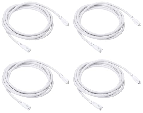 PATIKIL 2M / 6.6Ft T5 T8 LED Lamp Connecting Wire, 4 Pack LED Double End 3 Pin Cable Connector Linkable Extension Power Cords for LED Integrated Tube, White