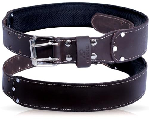 AP LEATHER Pro-501 Oil Tanned Leather Tool Belt for 30 to 52 Waist, Premium Leather with 4MM thickness Tool Belt Padded Work Belt (chocolate)