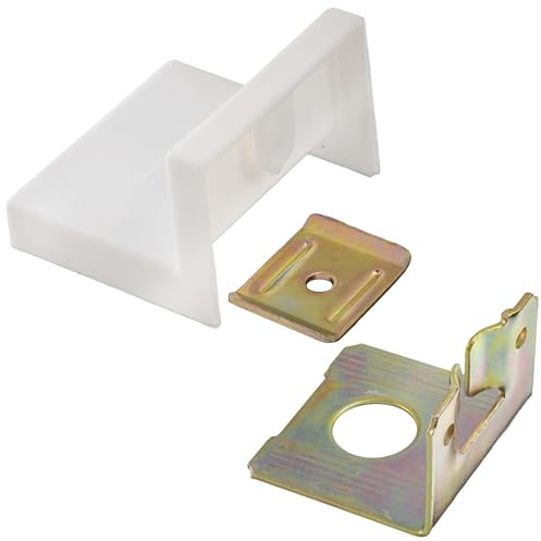 AERZETIX - C74774 - Lot de 10 Équerres de fixation haut de cuisine 46x43x32 mm avec cache en plastique 50x45x35 mm - ferrure de suspension murale - en acier - couleur blanc