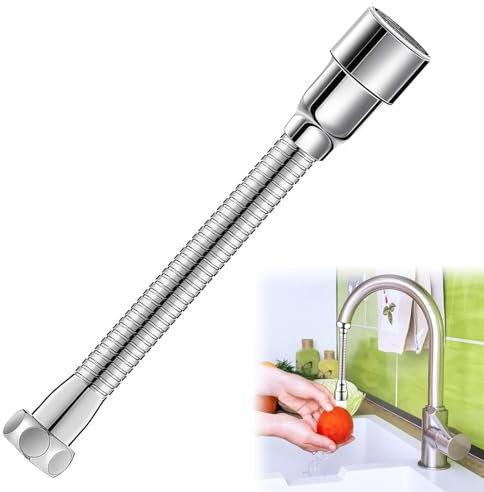 Rallonge Robinet,Prolongateur de Robinet pour Évier de Cuisine,Rallonge Robinet de Cuisine,Robinet Pulvérisateur Extension,Extension de Robinet Cuisine à 360°,Flexible Embout Robinet Cuisine,15CM