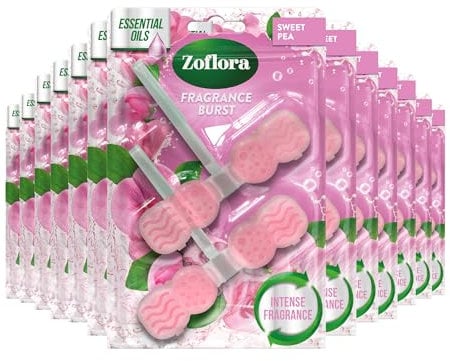 Zoflora Rim Blocks Sweet Pea, 2 x 131g Pack, Continuous Freshness & Odour Control, Long-Lasting Floral Fragrance, Kills 99.9% of Bacteria