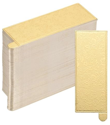 sourcing map 200 mini tablas para tartas, cartones rectangulares para tartas de mousse, platos de base para cupcakes, postres, bandeja base para cupcakes, pasteles, base de postre (dorado floral)