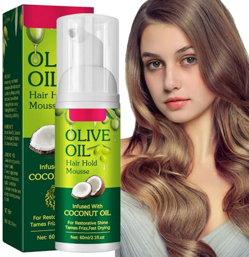 Olive Oil Styling Mousse, Curl Cream for Curly Hair, Hair Styling Curling Mousse, Long-Lasting Hold, Travel Size Hair Foam, Multi-Purpose Hair Fluffy Cream
