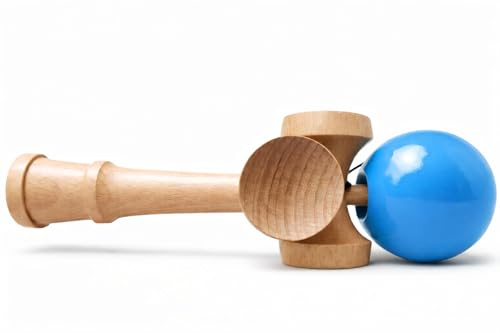 Professional Kendama, Blue, Beech Wood, 5 Way Competition Grade Toy, Glistening Finish, 18.5 cm Height, 6 cm Ball Diameter