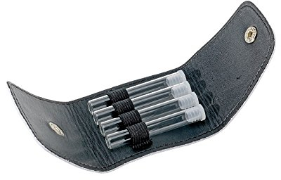 Homöopathische Notfallapotheke mit 4 Schlaufen/Braungläsern (UV-Schutz) und Etiketten, Leder gelb