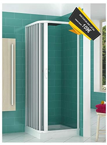 Cabina de ducha de 70 x 70 cm de doble cara con fuelle con apertura lateral de PVC 185 cm de altura