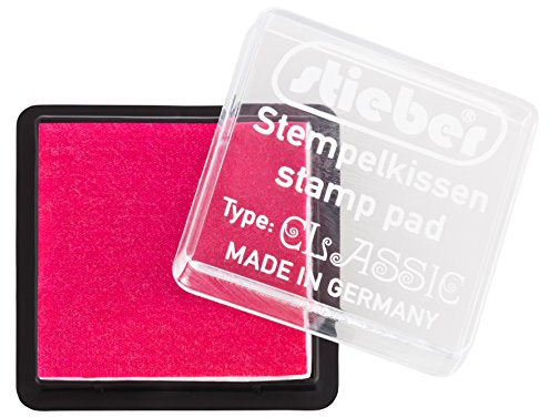 stieber® Mini-Stempelkissen mit Schnappdeckel, Gehäuse ca. 41x41 mm, Fasermaß ca. 34x34 mm *Bitte Farbe auswählen* (PINK-Magenta)