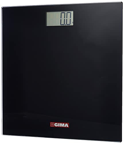 Gima - Digitalwaage, Personenwaage, für das Badezimmer, mit 6 mm Platte aus gehärtetem Glas, Farbe Schwarz.