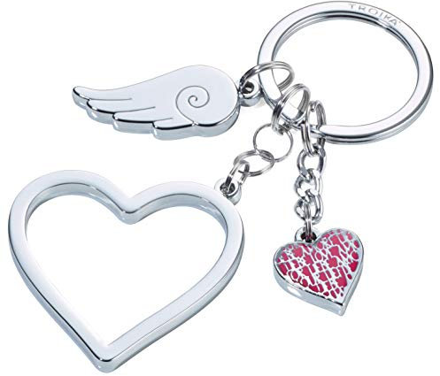 Troika Love Is In The Air - KR17-01/CH - Schlüsselanhänger mit 3 Anhängern - Herz(groß), Herz(klein), Flügel - glänzend - silber - das Original von Troika