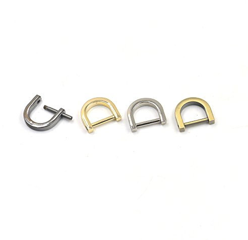 15mm-D-Ringe mit schraubbarem Steg, für Gürtel, Gurtband, Taschen, etc. Farbe: Nickel, Bronze, Nickel schwarz und Helles Gold, 10 Stück Light-gold