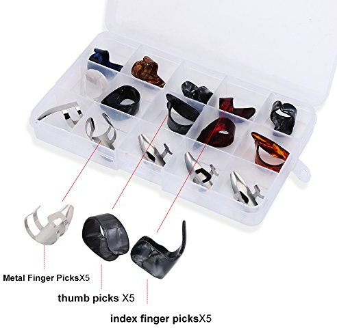 Fingerpicks Gitarre,Daumenplektrum Für Gitarre,Gitarre Fingerschutz Fingerpickaumen Gitarre Plektren ter,15 Stücke Diy Eleksche Astikgitarre Daumen Finger Picks Thumb Pi