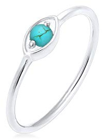 Elli Damen Echtschmuck Ring Evil Eye Talisman Symbol mit Howlith Edelstein in 925 Sterling Silber