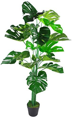 Leaf Plante Artificielle Monstera en Pot Noir 120 cm