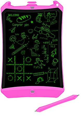 Woxter Smart Pad 90 Pink - Pizarra electrónica, Tableta de escritura de 9, Tonalidad Verde, Sensor de presión (10-200g), pila CR2016, Imanes para Nevera, color rosa
