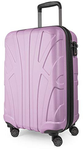 SUITLINE - Trolley da cabina rigido aereo, bagaglio a mano leggero 55 cm, 34 litri, Lilla