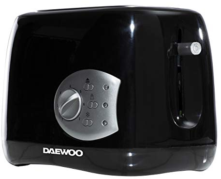 Daewoo SDA1710GE Balmoral Plastic Toaster with Electronic Timer Dial, Cancel, Defrost & Reheat, Easy Cleam Removable Crumb Tray and Movable Steel Net, Automatic Turn Off Function, 2 Slice Black