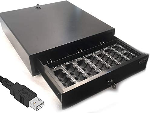 MINI USB-Kassenlade mit Münzbrett iQCash350MBU USB 35x40x10cm, Geldkassette Münzzählbrett