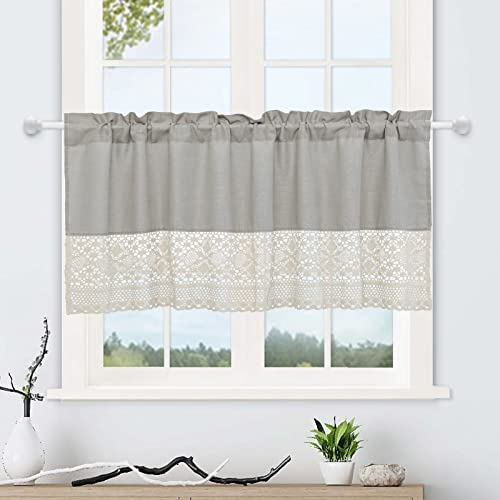 choicehot Vintage Landhausstil modern Kurzstores Gardinen Bistrogardine Boho Scheibengardine Spitze Küchenvorhang Halbschattig, Kurz Kleine Fenster H×B: 60×140cm 1 Stück