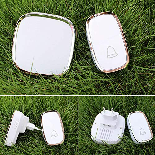 Loud Cordless Doorbell, Wireless Doorbell Battery Required Push Button Plug in Wall Wi-Fi Smart Doorbell with 4 Lever Volume, LED Indicator, 1000ft Wireless Range & IP44 Waterproof Receivers