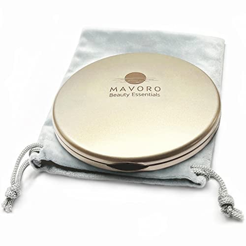 Ingrandimento Specchio Compatto per Borse con Ingrandimento 10X - Specchio da Viaggio a due Lati Trucco Specchio da Viaggio, 10cm Specchio Tascabile Piccolo, o Specchio da Borsa (Champagne Oro)